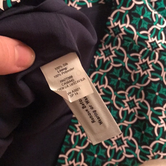 Jcrew silk green patterned dress Sz 6 - Picture 4 of 5